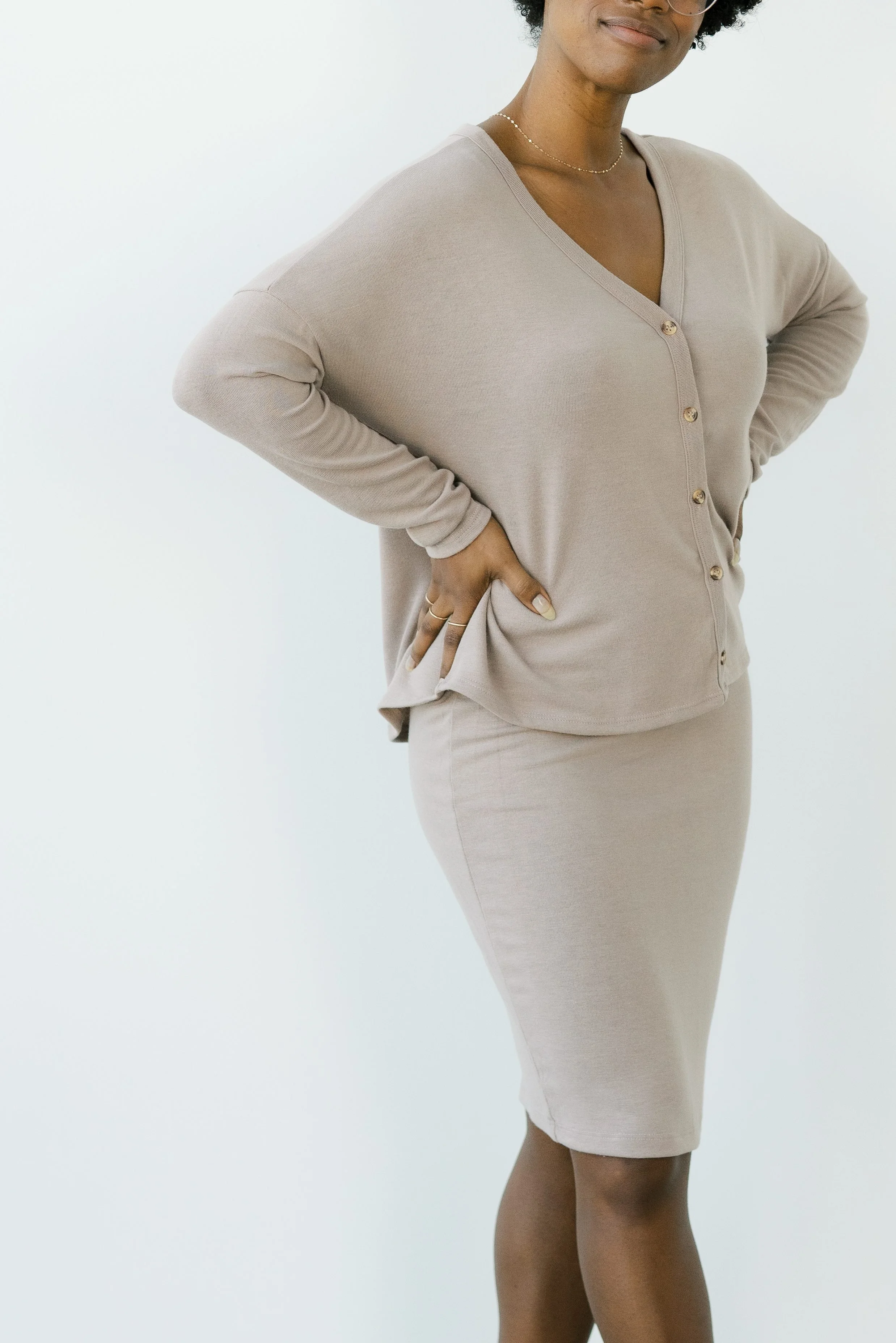 Solid Color Matching Cardigan Skirt Set — THE MODEST FITTING